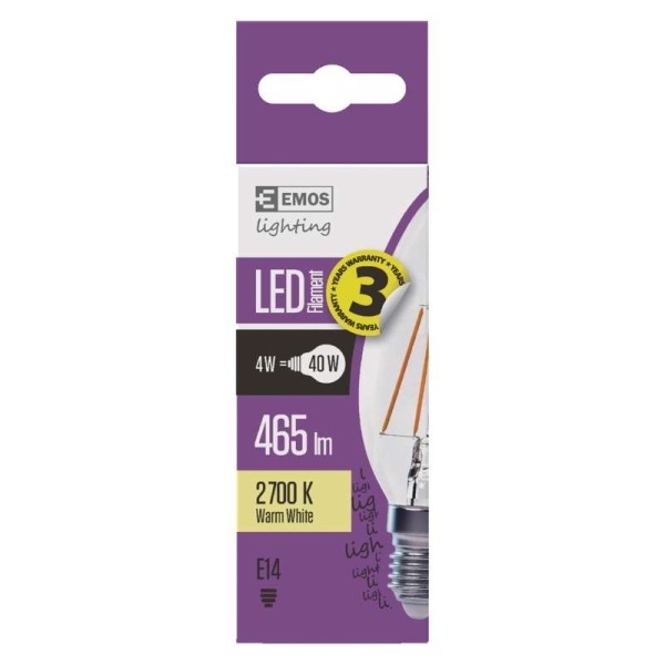 LED žarnica filament candle 4W E14 WW