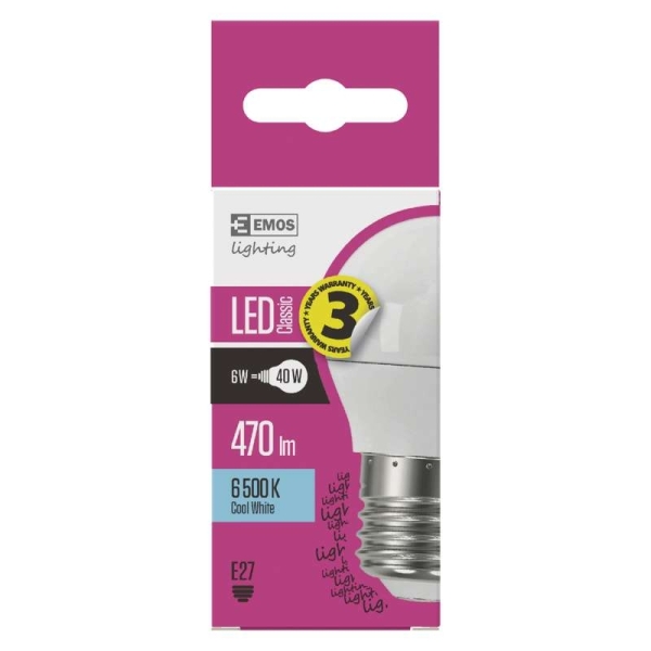 LED žarnica classic mini globe 6W E27 CW