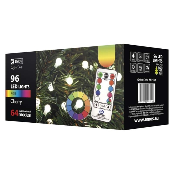 NOVOLETNE LUČKE 96 LED razsvetljava - češnje, RGB, z daljincem