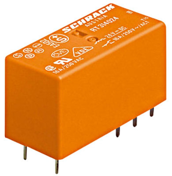 Rele RT z 2.menjalnima kontaktoma, 2x8A, 24VDC, 5 mm