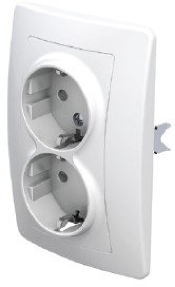 VTIČNICA SCHUKO DVOJNA BELA 2P+E 16A 250V~ PW EKONOMIK