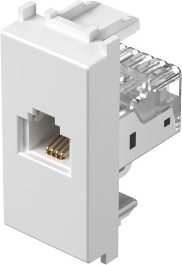 Vtičnica telefonska RJ11 6/4 MODUL bela