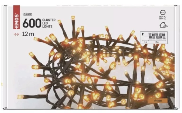 LED božična veriga – jež, 12 m, zunanja in notranja, vintage, časovnik